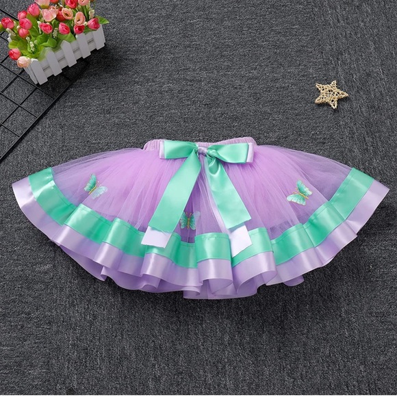 One year old girl butterfly birthday outfit tutu purple teal 12 month - Picture 3 of 8